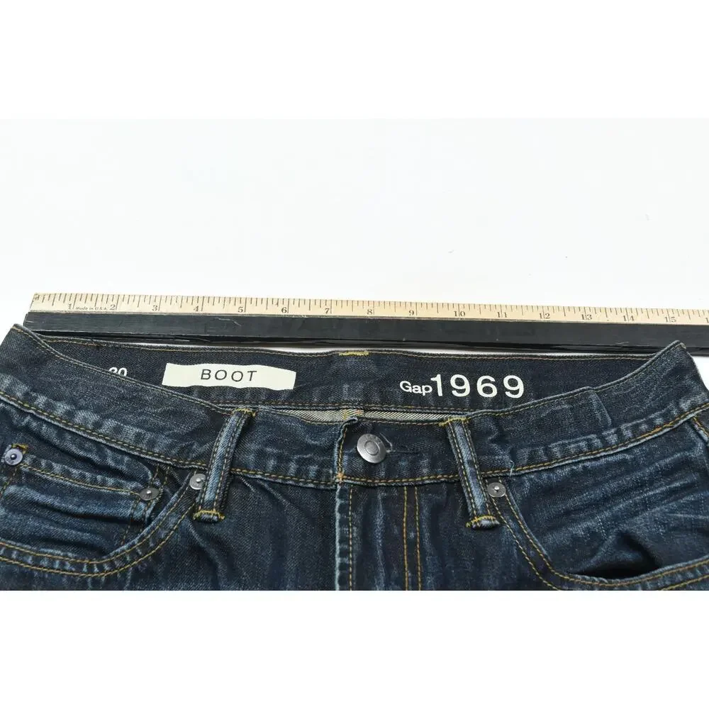 GAP 1969 Boot Cut Jeans Mens 30x30 Blue Dark Wash Relaxed Fit Cotton Denim
